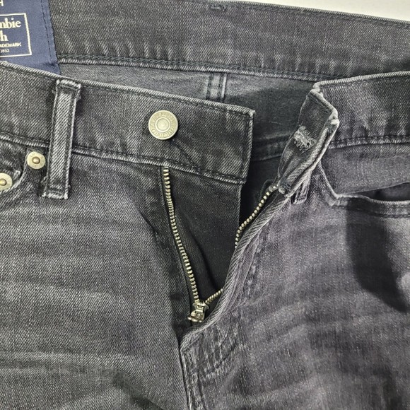 Abercrombie & Fitch Jeans Men 28x30 Langdon Skinny Stretch Dark Wash Black Denim - Picture 4 of 9